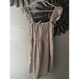 Madewell NWT Jacquard Mini Dress Square Neck Flutter Sleeve Cream S